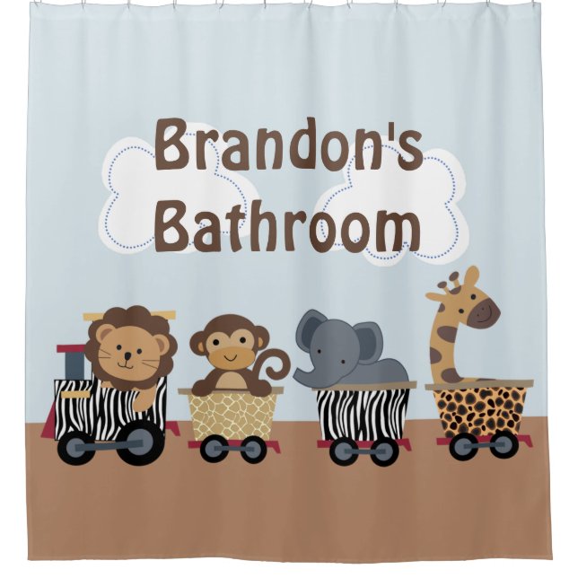 Safari Jungle Train Kid's Shower Curtain (Front)