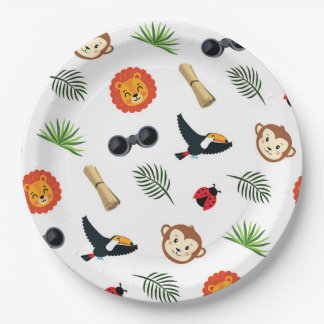 Safari Jungle Tropical Animal Pattern Baby Shower Paper Plate