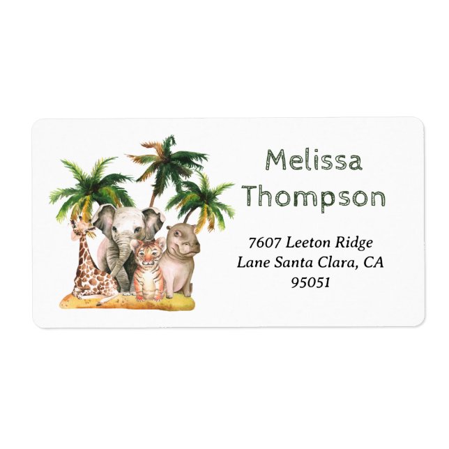 Safari Jungle Tropical Baby Shower Address Label (Front)