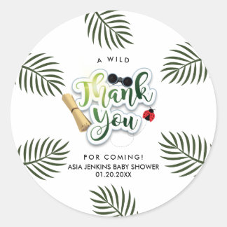 Safari Jungle Tropical Baby Shower Thank You Classic Round Sticker