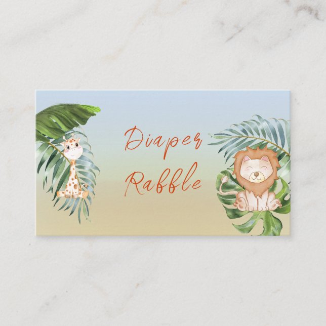 Safari Jungle Tropical Diaper Raffle Shower Game Business Card (Front)