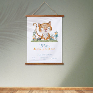 Safari Jungle Watercolor Party Animal Tiger Cub Hanging Tapestry