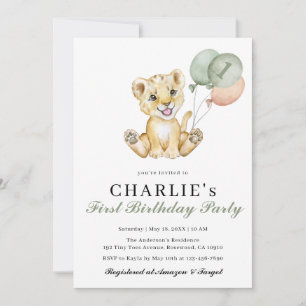 Safari Jungle Wild 1st Birthday Invitation Card