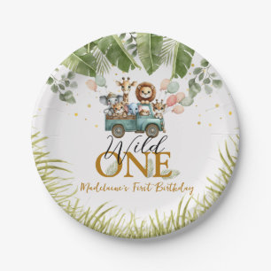 Safari Jungle Wild One First Birthday Paper Plate