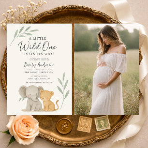 Safari Jungle Wild One Photo Baby Shower Invitation