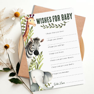 Safari Jungle Wishes for Baby Shower Game Invitation