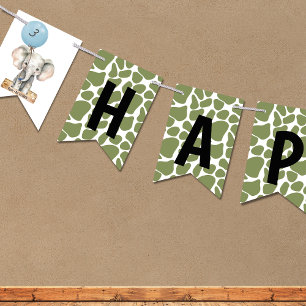 Safari Jungle Zoo Animals Elephant Balloon  Bunting