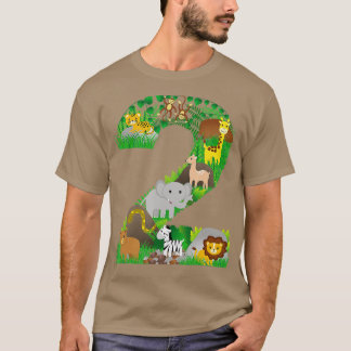 Safari Jungle Zoo animals Second Birthday number T-Shirt