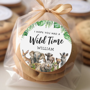 Safari Kids Birthday Thank You Classic Round Sticker