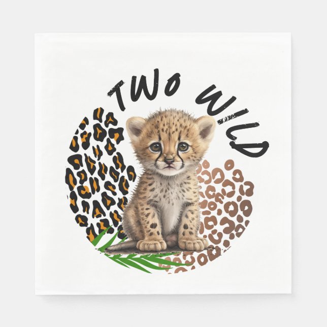 Safari Leopard Birthday Wild One Two Wild Party Napkin (Front)