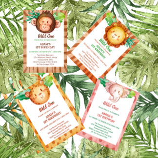 Safari leopard wild one birthday invitation