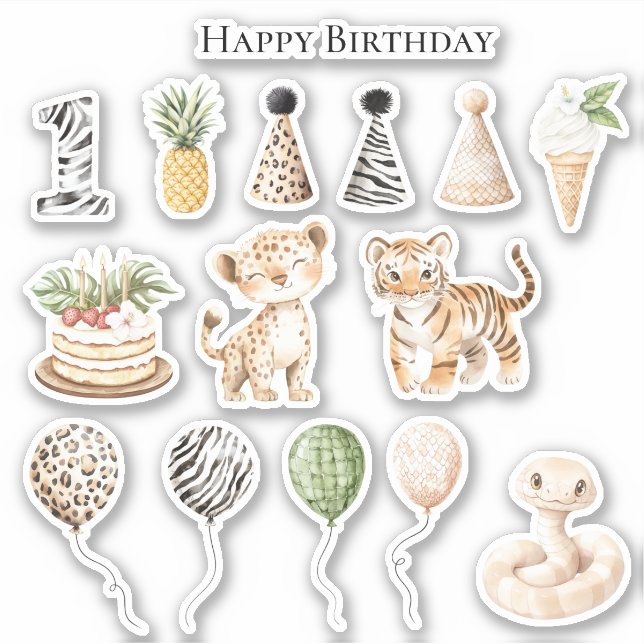 Safari Leopard Zebra Snake Birthday (Front)