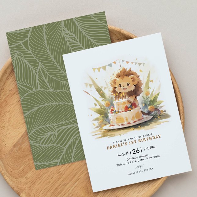 Safari Lion 1st Birthday  Invitation (Creator Uploaded)