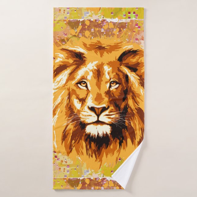 Safari Lion Bath Towel | Colourful Lion Towel  (Bath Towel)