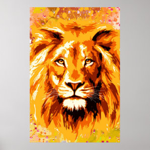 Safari Lion Colourful Lion Poster
