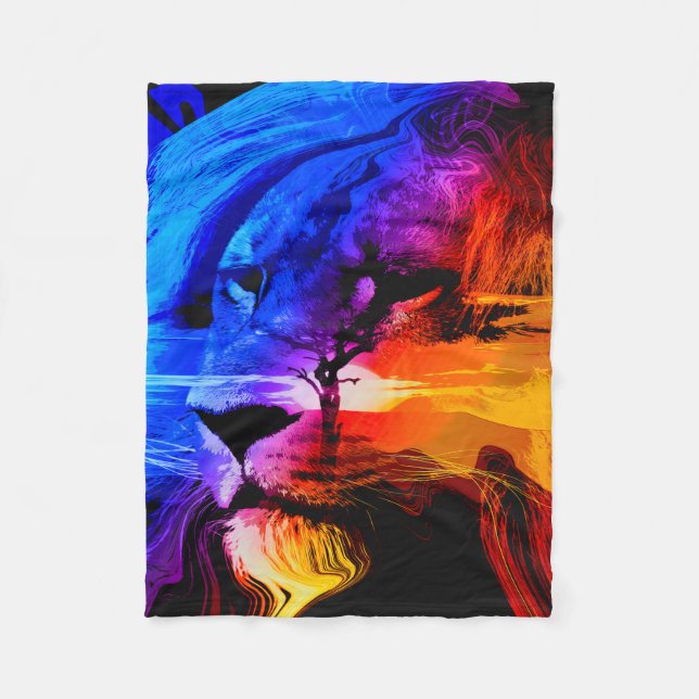 Safari Lion Dream Fleece Blanket (Front)