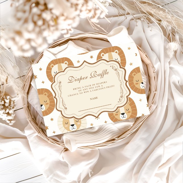 Safari Lion Neutral Baby Shower Diapper Raffle Enclosure Card (Creator Uploaded)