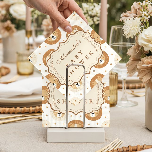 Safari Lion Neutral Baby Shower Napkin (Creator Uploaded)