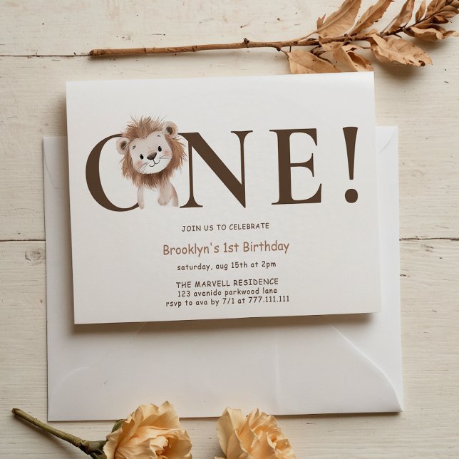 Safari Lion Themed with Photo 1st Birthday Invitation (Creator Uploaded)
