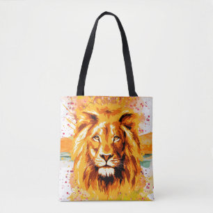 Safari Lion Tote Bag   Colourful Lion Drawing