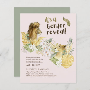 Safari Lions GENDER REVEAL Baby Shower Invitations
