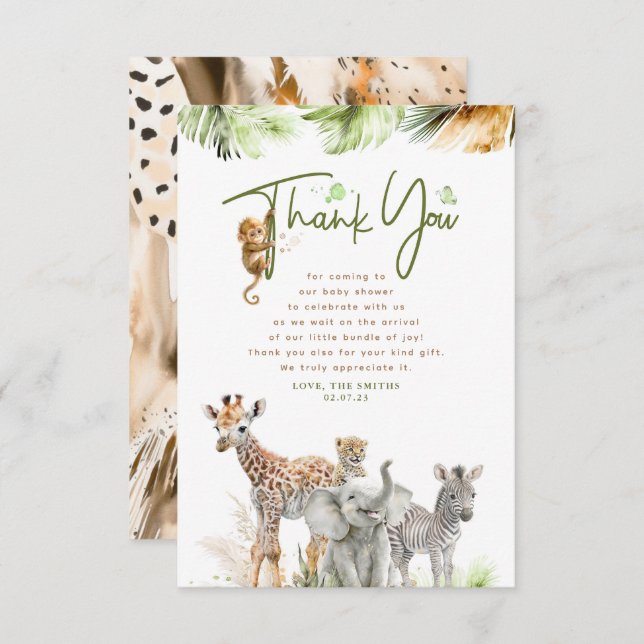 Safari Little Animals Jungle Thank You (Front/Back)