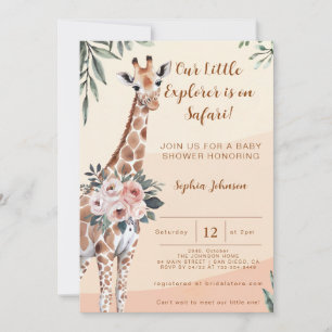 Safari Little Explorer Giraffe Baby Shower Invitation