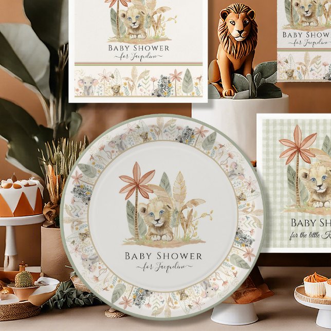 Safari Little King Lion Zebra Giraffe Baby Shower Paper Plate (Creator Uploaded)