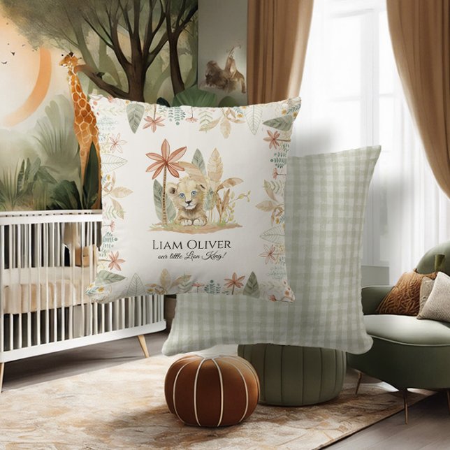 Safari Little Lion King Jungle Plaid Nursery Baby Cushion (Creator Uploaded)