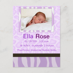 Safari Mix - Zebra and GIraffe Baby Birth Announcement