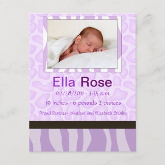 Safari Mix - Zebra and GIraffe Baby Birth Announcement