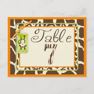 Safari Monkey Animal Print Baby Shower Table Card