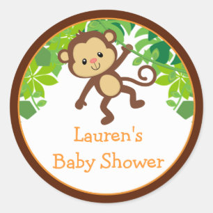 Safari Monkey Baby Shower Favour Stickers
