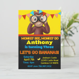 Safari Monkey Birthday invitation