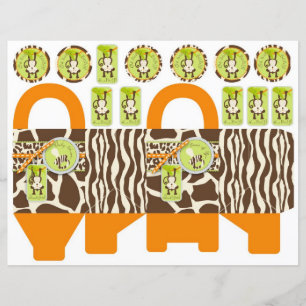 Safari Monkey & Pacifier Animal Print Box Template
