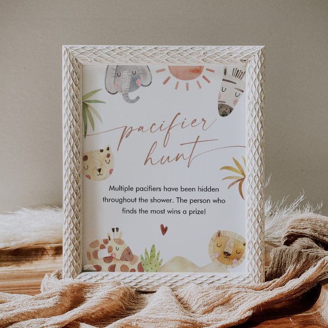 SAFARI Pacifier Hunt Baby Shower Game Sign (Creator Uploaded)