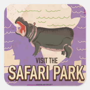 Safari Park vintage travel poster. Square Sticker