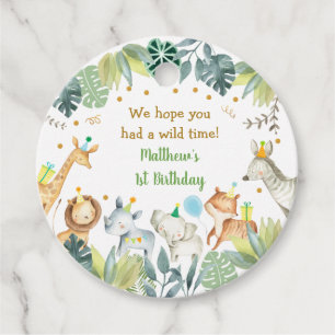 Safari Party Animal Jungle Birthday Favour Tags