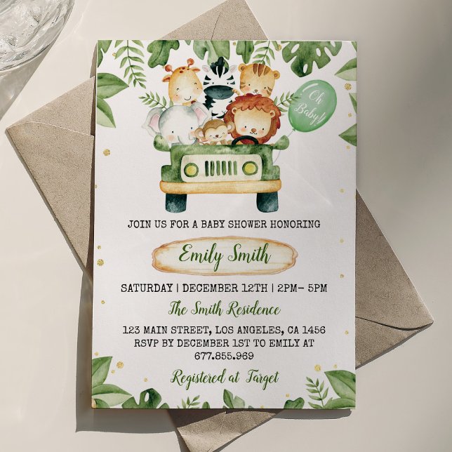 Safari Party Animals Baby Shower Invitation (Creator Uploaded)
