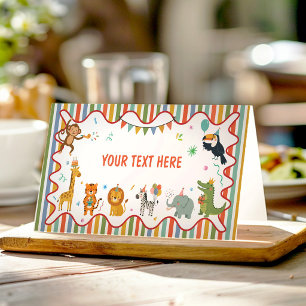 Safari Party Animals Birthday Food Tent Place Card