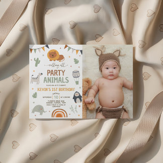 Safari Party Animals Photo Birthday Invite