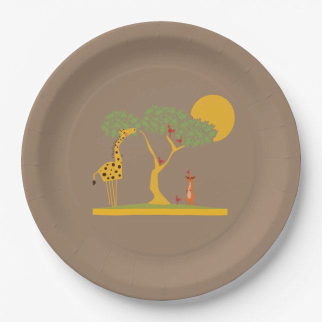 Safari party jungle themed savannah paper plates (Front)