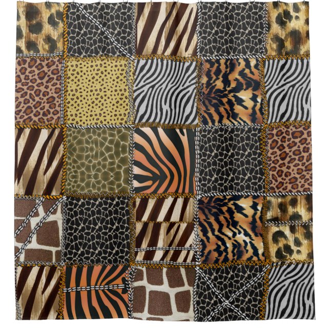 Safari patchwork Shower Curtain (Front)