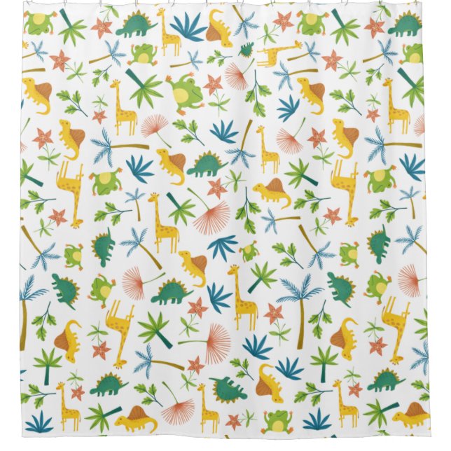 Safari pattern giraffe cute jungle kids orange shower curtain (Front)