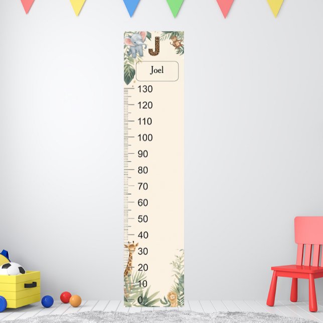 Safari Personalised Name Monogram J Growth Chart (Creator Uploaded)