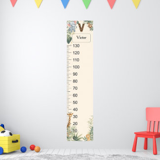Safari Personalized Name Monogram V Growth Chart