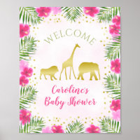 Safari Pink Gold Girl Baby Shower Decor Welcome