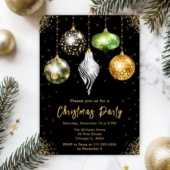 Safari Print Ornaments Christmas Party Invitation (Creator Uploaded)