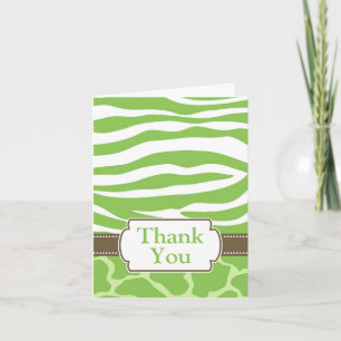 Safari Print Thank You Card - Green