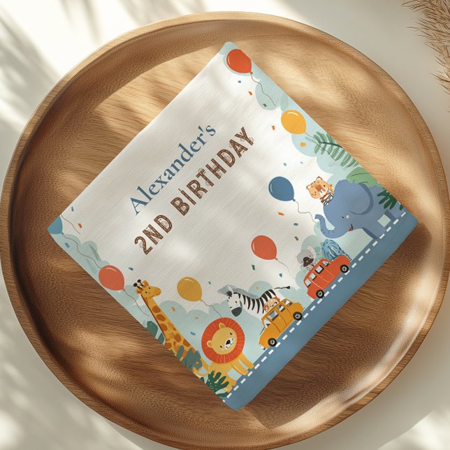 Safari Race Car 2nd Birthday Napkin (Creator Uploaded)